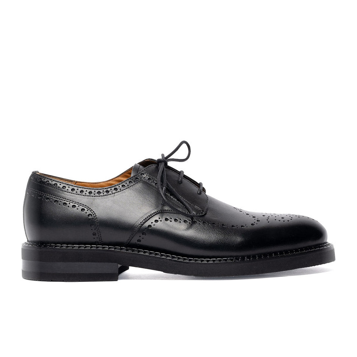 VOYAGE negro, piel atanada, vista lateral